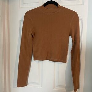 American Eagle Outfitters Brown Ribbed Crop Top